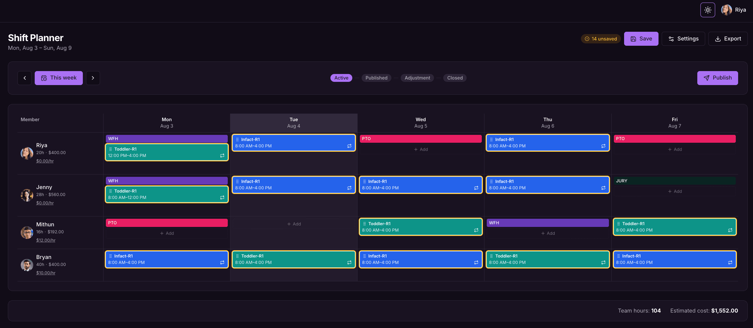 Officebot Shift Planner Screenshot